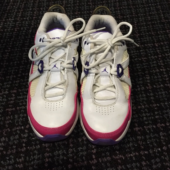 Pink and Purple and White Jordans