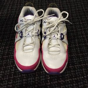 Pink and Purple and White Jordans