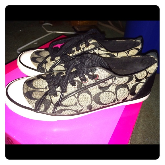 Black and white coach sneakers