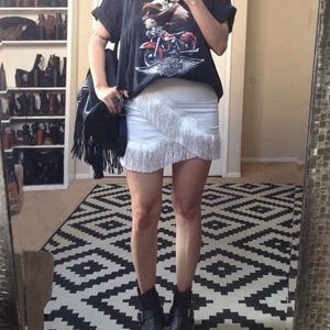 White fringe mini skirt