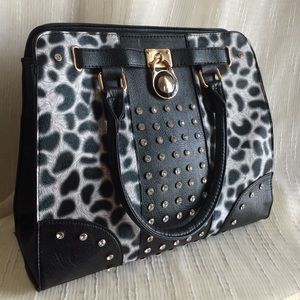 White Leopard Print Handbag