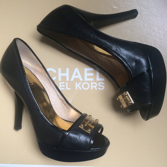 Michael Kors leather peep toe heels