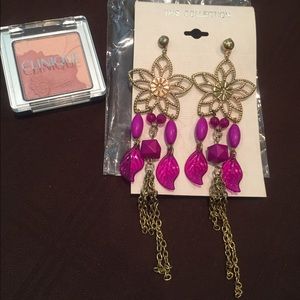 Clinique travel blush and flower earrings