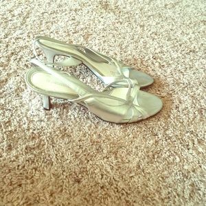 Silver strappy heels