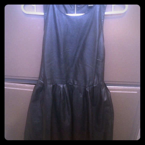 Faux leather skater dress