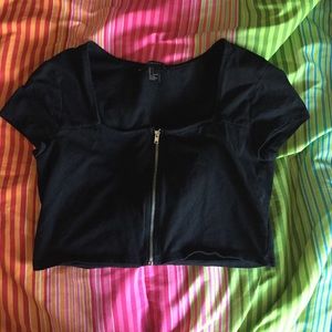 zip up crop top