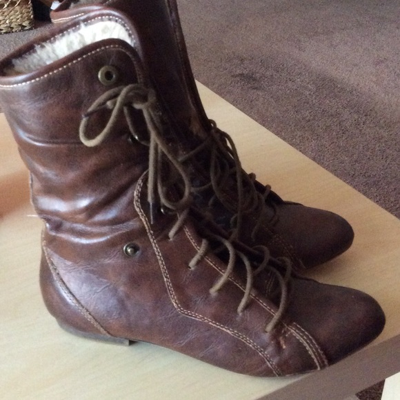 Nine West Brown, Tie Up Boots Size 7.5M