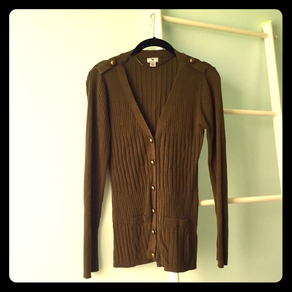 Military Inspired Tunic-Length Cardigan Sweater