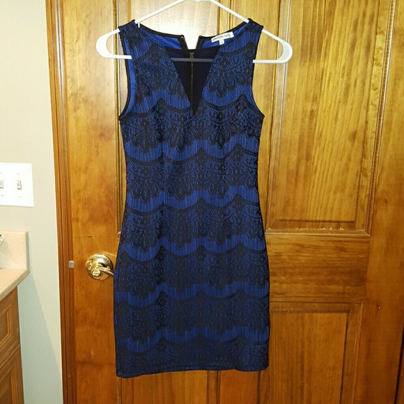 Blue and black tight dress