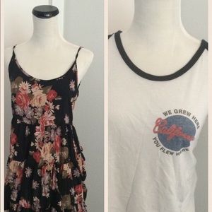 float dress and baseball tee