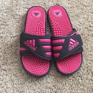 Pink Adidas slides