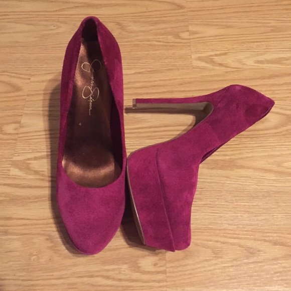 Cranberry Nubuck Jessica Simpson platform heels