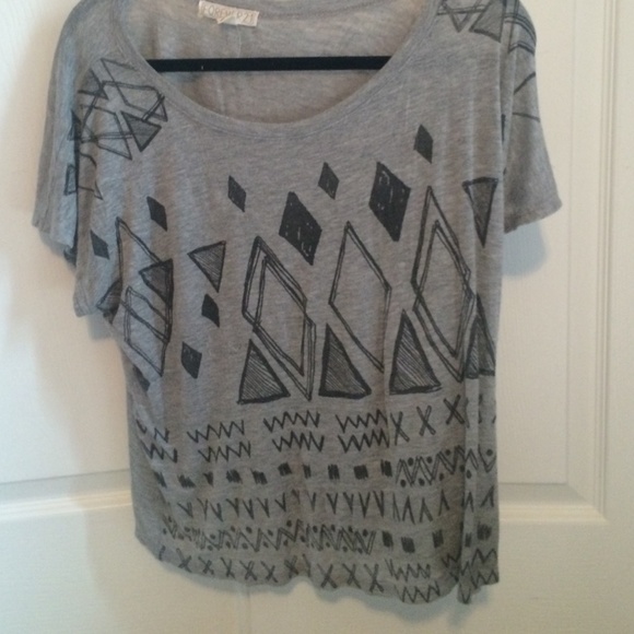 Medium Grey and Black Geometric Print Boxy Tee