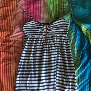 navy and white spaghetti strap dress