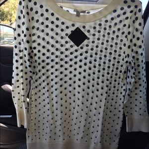 Halogen white/black polka dot sweater