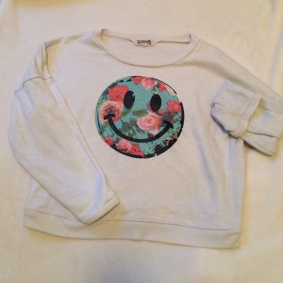 Floral smiley face sweater