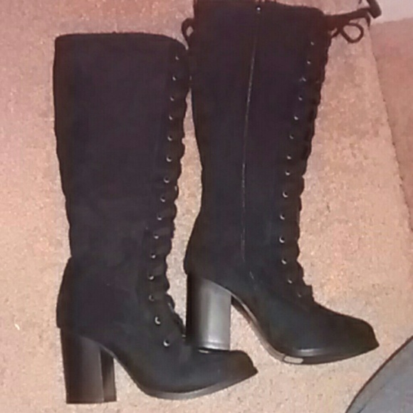 Black suede boots