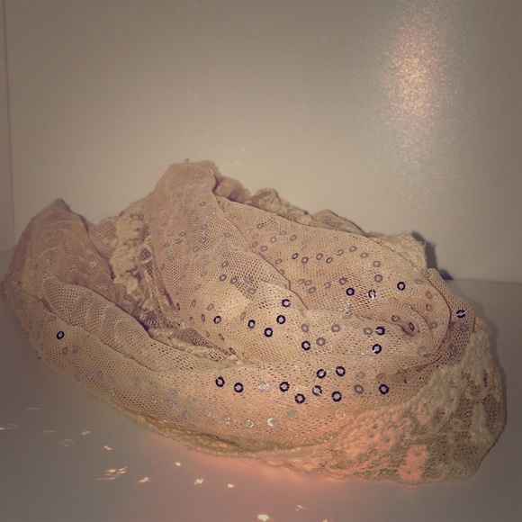 Charlotte Russe Rose Gold Sequin & Lace Scarf