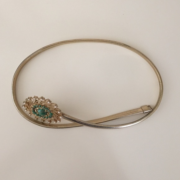 Anthropologie gold belt with embellished buckle