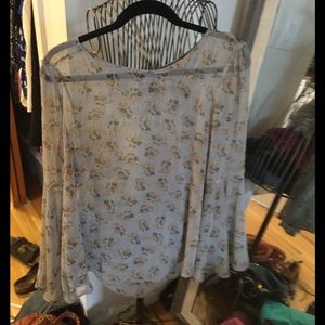 Sheer floral shirt with wide arms