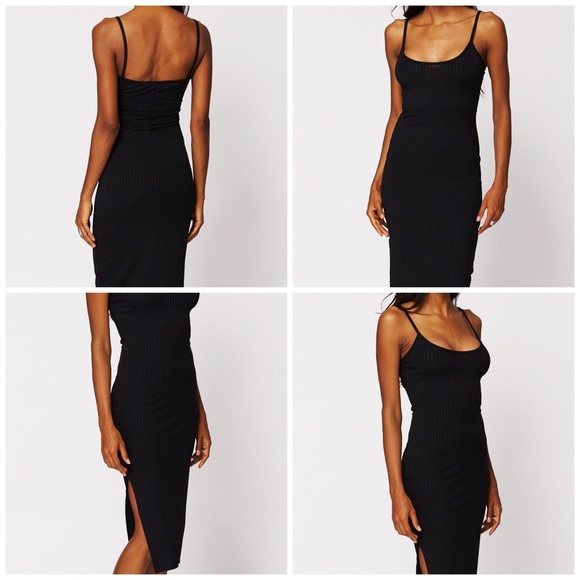 stretch midi dress high side slit - Picture 2 of 2