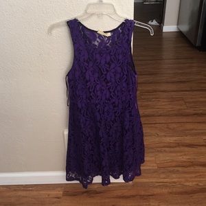 purple lace dress with black slip underneath