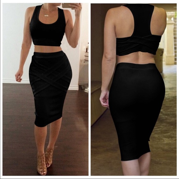 Two piece skirt outfit and jumpsuit bundle