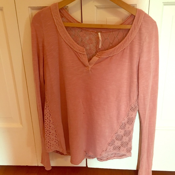Pink Long Sleeved Shirt with a lace back - Picture 1 of 2