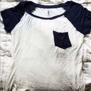 White and Blue Baseball Style T-shirt