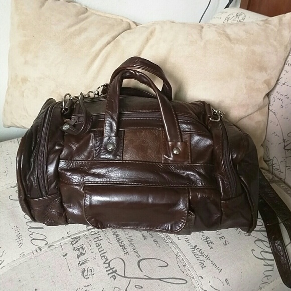 Dark brown leather barrel purse