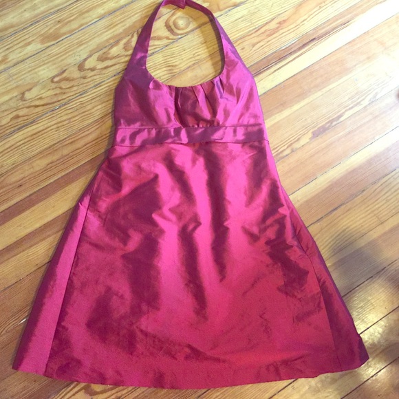 Red satin dress