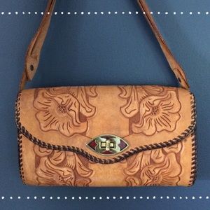 Vintage stamped leather purse