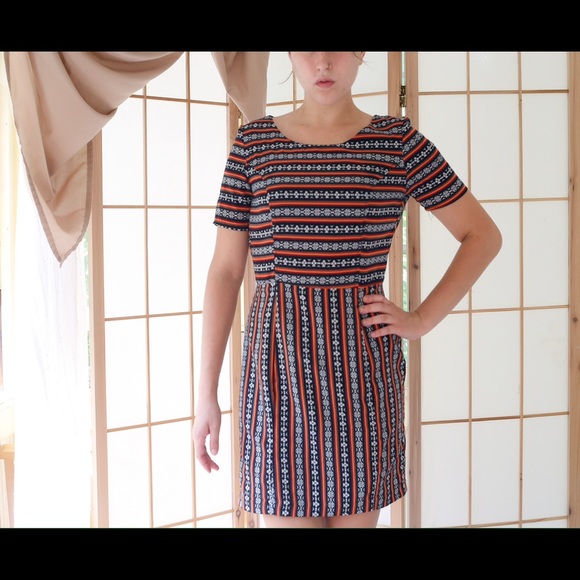 Retro 90s Multi Colored Dress with Open Back