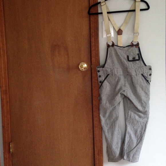 Striped Linen Overalls