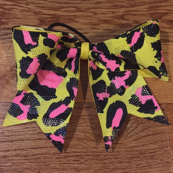 Cheetah print cheerleading bow