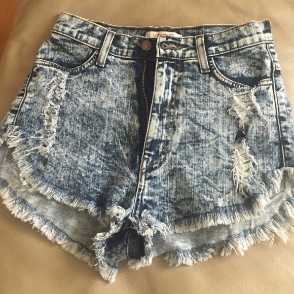 High waist acid washed Jean  shorts
