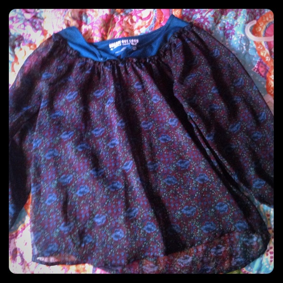 Blue Flowery Long-Sleeve Top - Dream Out Loud