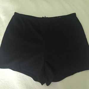 black, zip up, high waisted shorts!