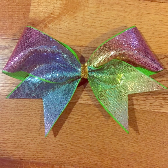 Rainbow cheerleading bow