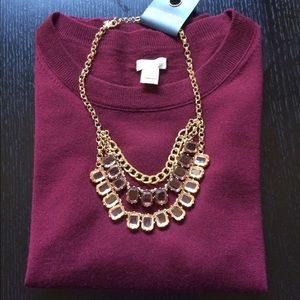 Banana Republic Crystal and Gold Chain Necklace