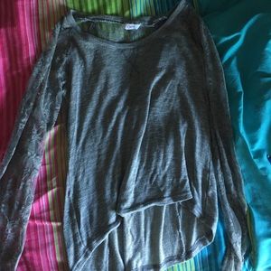 loose grey long sleeve top