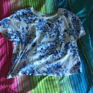 blue rose pocket crop top