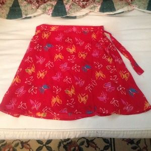 red butterfly wrap skirt