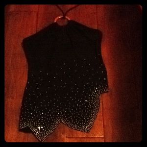 Papaya black sleeveless shirt with silver beads