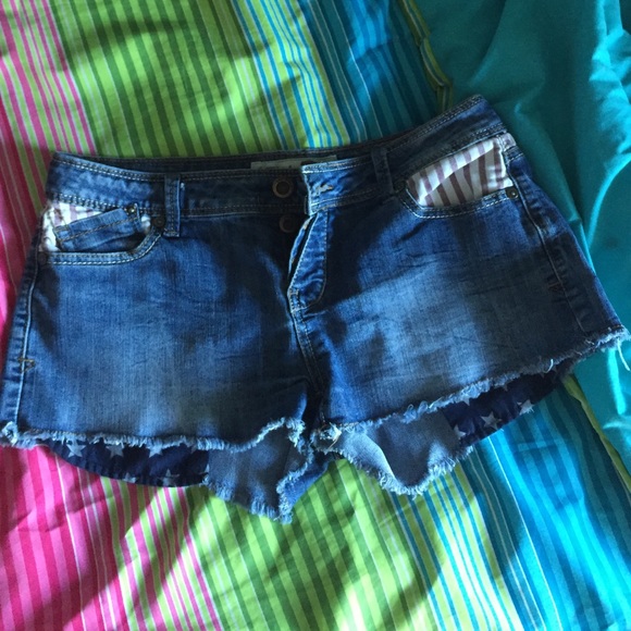 American flag denim shorts