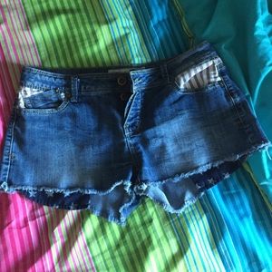 American flag denim shorts