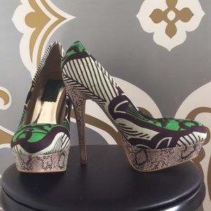 Ankara and snake-skin platform pumps