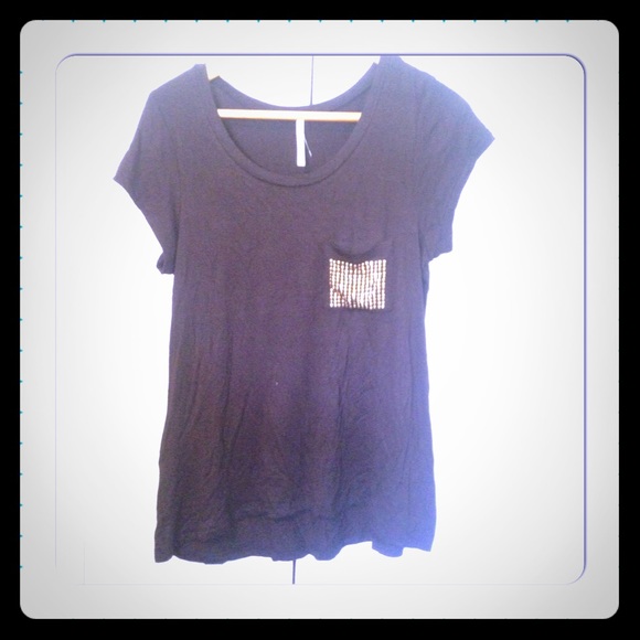 Black shirt with sequence pocket