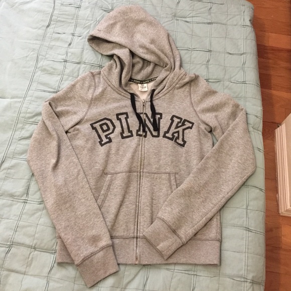 VS PINK grey zip up hoodie.