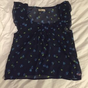 Navy blue floral blouse